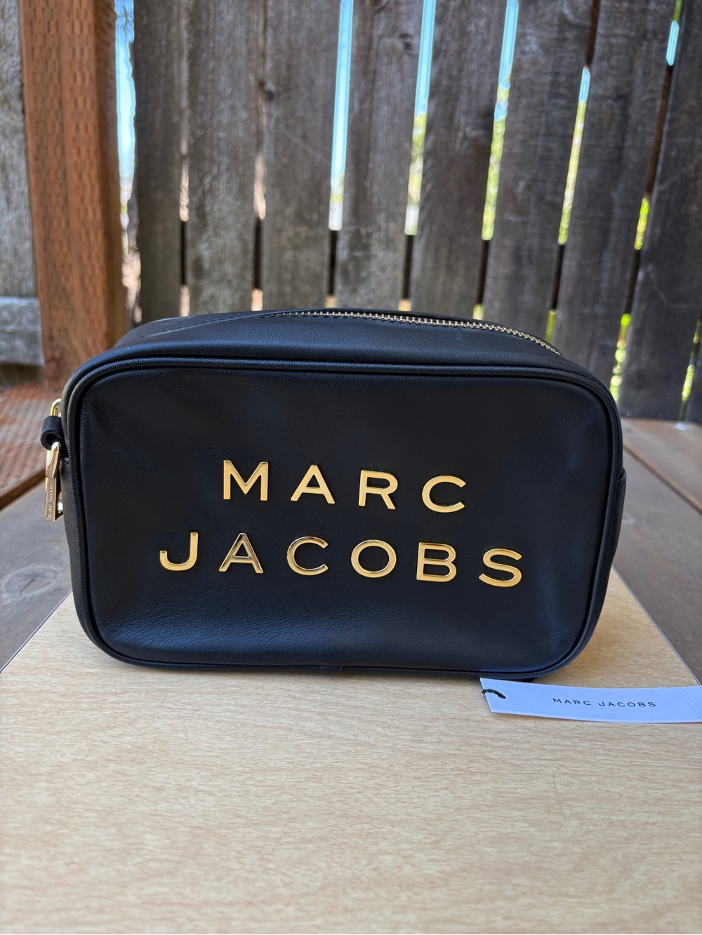Marc Jacobs Flash Leather Bag In Black/Gold Spellout NWT (Missing Strap)